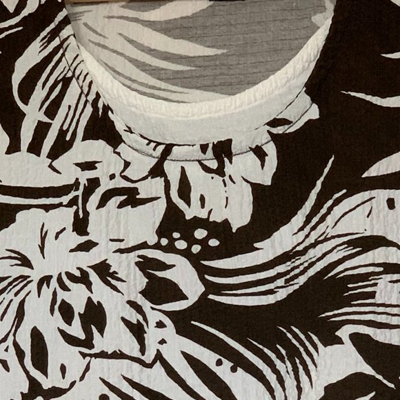 🎉HP🎉 Crinkle Tank Top SZ Petite L Tropical Floral Scoop Neck, Layered-look EUC - Picture 3 of 14